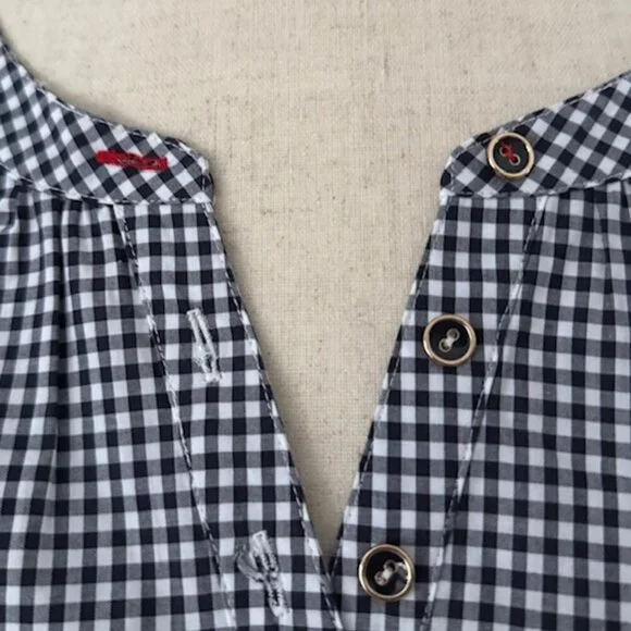Oprah Magazine NWOT For Talbots Popover Shirt Wome's Ladybug Black Gingham Top S - Picture 5 of 14